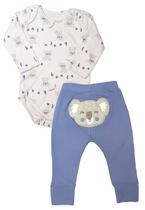 Conjunto Bebê Body e Calça Nini & Bambini Coala Branco e Azul