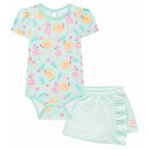 Conjunto Bebe Body em Malha Comfy e Short Saia Molecotton Botonê - Kukiê Conjunto Bebe Body em Malha Comfy e Short Saia Molecotton Botonê - Kukiê