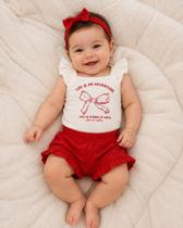 Conjunto Bebê Body laço e shorts laise vermelho