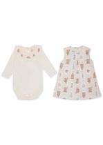 Conjunto Bebê Body Manga Longa Com Vestidinho em Algodão Egípcio