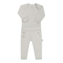 Conjunto Bebê Body Manga Longa e Calça Algodão Cinza Menino