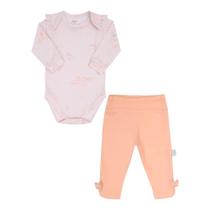 Conjunto Bebê Body Manga Longa e Calça Algodão Menina