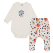 Conjunto Bebê Body Manga Longa e Calça com Pezinho Picnic