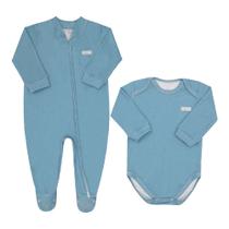 Conjunto Bebê Body Manga Longa e Macacão Ribana Canelada