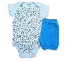 Conjunto Bebê Body Milk Azul com Short Masculino - Kappes
