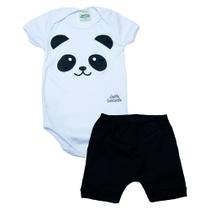 Conjunto Bebê Body Panda Branco