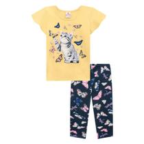 Conjunto Bebê Brandili Blusa + Legging Cotton Borboletas Femininp