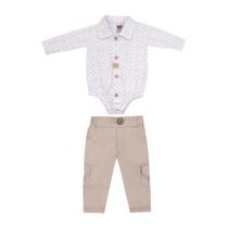 Conjunto Bebê Camisa Manga Longa Calça Cargo Sarja Estilosa
