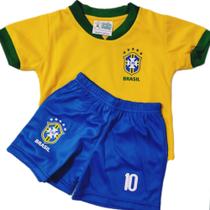 Conjunto Bebê Camiseta e Short - Brasil - Amarelo/azul