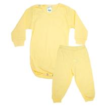 Conjunto Bebê Canelado Liso Amarelo