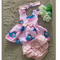Conjunto Bebê Carinho Galinha Pintadinha Rosa +Laço de Cabelo+Calcinha Conjunto Bebê Carinho Galinha Pintadinha Rosa +Laço de Cabelo+Calcinha