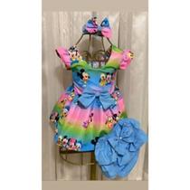 Conjunto Bebê Carinho Turma do Mickey Baby +Laço de Cabelo + Calcinha