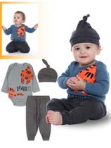 Conjunto Bebê com Touca Tigrão Algodão