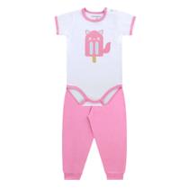 Conjunto Bebê Dedeka Body MC Modal Picole Rosa - 25028 Conjunto Bebê Dedeka Body MC Modal Picole Rosa - 25028