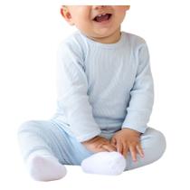 Conjunto Bebê Dedeka Body ML Canelado Azul - 0880 Conjunto Bebê Dedeka Body ML Canelado Azul - 0880