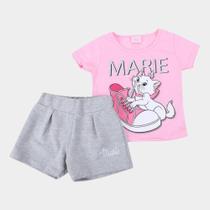 Conjunto Bebê Disney Camiseta E Shorts Moletinho Marie Feminino Conjunto Bebê Disney Camiseta E Shorts Moletinho Marie Feminino
