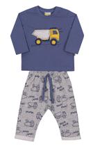 Conjunto Bebê e Infantil Camiseta e Calça Moletom Jaca Lelé Caminhão Azul