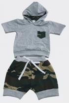 Conjunto bebê e infantil camuflado verão