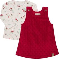 Conjunto Bebê e Infantil Salopete e Camiseta Nini & Bambini Poa Vermelho e Offwhite