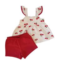 Conjunto Bebê Feminino Blusa Bata + Shorts Alakazoo