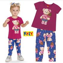 Conjunto Bebê Feminino Blusa Manga Curta + Legging Ursa Picolé Kyly Conjunto Bebê Feminino Blusa Manga Curta + Legging Ursa Picolé Kyly