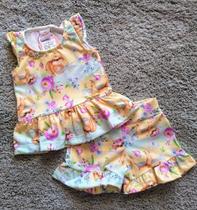 Conjunto Bebê Feminino Blusa + Shorts Preguiças Alekids