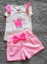 Conjunto Bebê Feminino Blusa + Shorts Regador Alekids