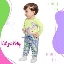 Conjunto Bebê Feminino Body Cotton + Calça Moletom Kely&Kety