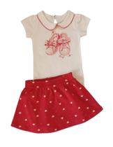 Conjunto Bebê Feminino Body MC + Saia Glinny