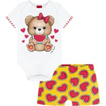 Conjunto Bebê Feminino Body + Shorts Ursa Kyly