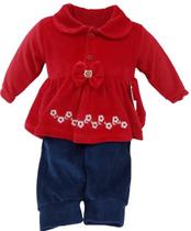 Conjunto Bebê Feminino Bordado Floral Inverno Chuquinha 2916 Conjunto Bebê Feminino Bordado Floral Inverno Chuquinha 2916