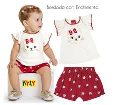 Conjunto Bebê Feminino em Meia Malha Kyly