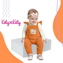 Conjunto Bebê Feminino Jardineira + Blusa Manga Longa Kely&Kety