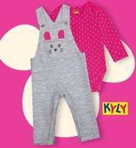 Conjunto Bebê Feminino Jardineira + Body Coelhinha Kyly Conjunto Bebê Feminino Jardineira + Body Coelhinha Kyly