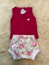Conjunto Bebê Feminino Rosa Pink/Floral TAM: P (bebê) / (3 6 meses)