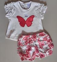 Conjunto bebê feminino verão - roupa infantil marca bela fase - cor azul - vermelho