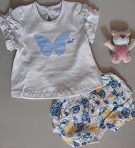 Conjunto bebê feminino verão - roupa infantil marca bela fase - cor azul - vermelho