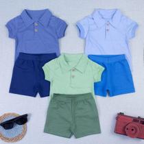 Conjunto Bebê Gola Polo Manga Curta Bermuda Look Verão Menino Conjunto Bebê Gola Polo Manga Curta Bermuda Look Verão Menino