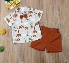 Conjunto bebe infantil bermuda e camisa com gravatinha social Safari tamanho 90 - 2 a 3 anos