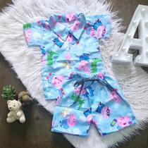 Conjunto Bebe Infantil Personagens Camisa e Shorts