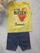 Conjunto bebe infantil regata e bermuda moleton have fun