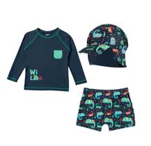 Conjunto Bebe Infantil Sunga Camisa Praia Proteção Solar Fps