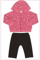 Conjunto Bebê Jaqueta Capuz De Poá E Calça Saruel Com Bababo