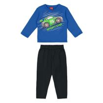 Conjunto Bebê Longo Kyly Moletom Peluciado Estampado Menino