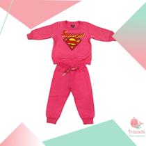 Conjunto bebê marlan baby blusão garota supergirl e calça clean - marlan