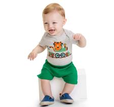 Conjunto Bebê Masculino Body Cotton + Bermuda Moletinho Kyly