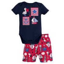Conjunto Bebê Masculino Body Cotton e Short Moletinho Kyly Conjunto Bebê Masculino Body Cotton e Short Moletinho Kyly