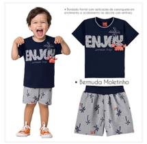 Conjunto Bebê Masculino Camiseta + Bermuda Moletinho Kyly