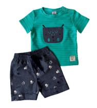 Conjunto Bebê Masculino Camiseta + Bermuda Perfect Boys