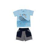 Conjunto Bebê Masculino Camiseta em meia malha e Bermuda em moletom listrado 11671